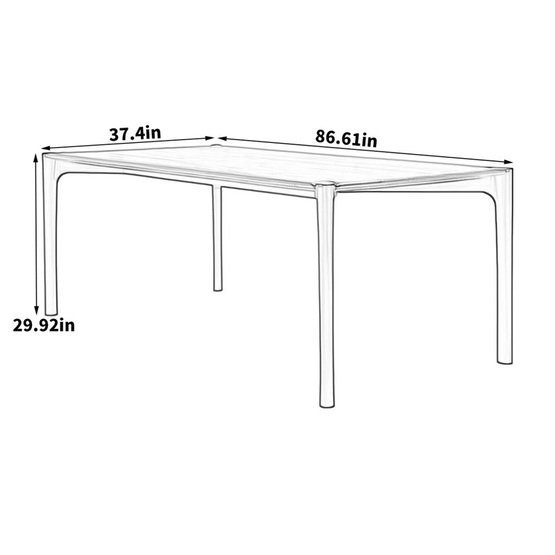 Modern Simple Family Dining Table Walnut Solid Wood Dining Table, 29.92"H x 86.61"L x 37.4"W