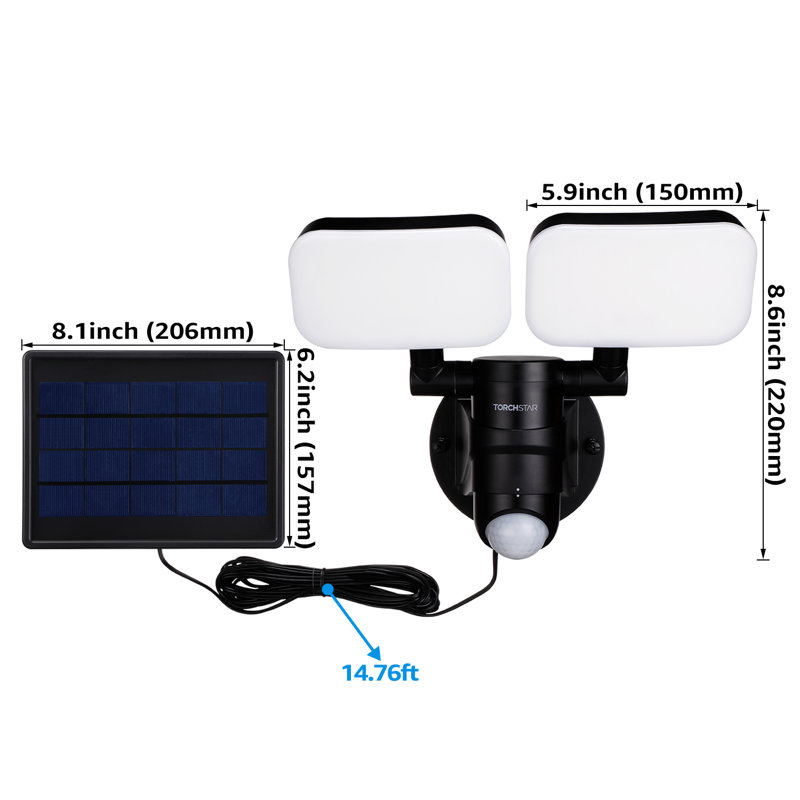10W Adjustable Heads LED Solar Power Outdoor Security Flood Light with Motion Sensor
