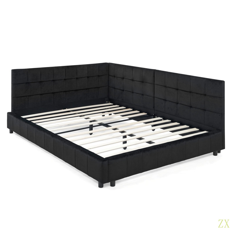 Full Size Upholstered Tufted  Bed Frame, Sofa Bed Frame With Comfortable Backrest And Armrests, Full Size Bed For Bedroom, Living Room,Velvet(80.5''*59''*30.5'')
