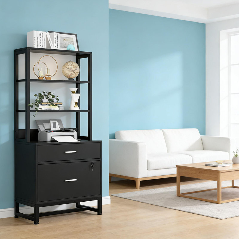 Spacious Filing Cabinet,Height File Cabinet,Stable Cabinet With Open Bookcase