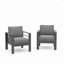 Ensemble de 2 fauteuils de patio 28 po en aluminium toutes saisons avec coussins épais gris foncé et structure grise-1104402639
