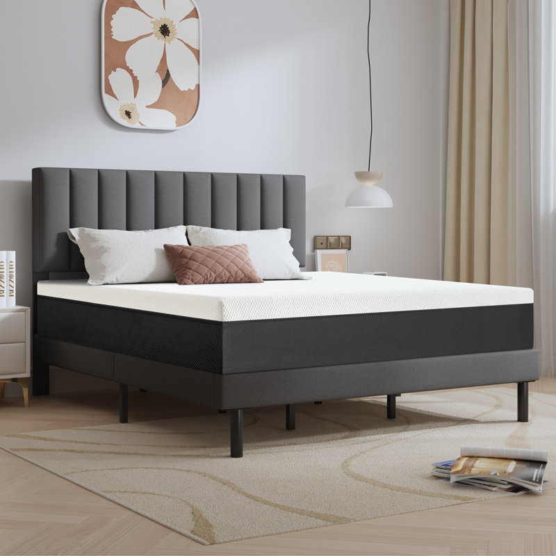 Matelas en mousse viscoélastique imprégnée de gel 10 po avec renforts mi-ferme, matelas dans une boîte, Lit simple