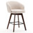 Allis Mid-Century Modern Chenille Fabric Counter Stool, Upholstered Swivel Barstool With Wood Legs, Counter Height Stool with Wingback, Footrest, For Kitchen Island Bar Counter, Beige, Single-1858234491-1855512861