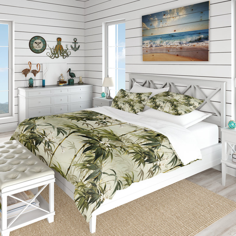 Bamboo Elegance Tropical Pattern IV Duvet Cover, King Duvet Cover + 2 King Shams