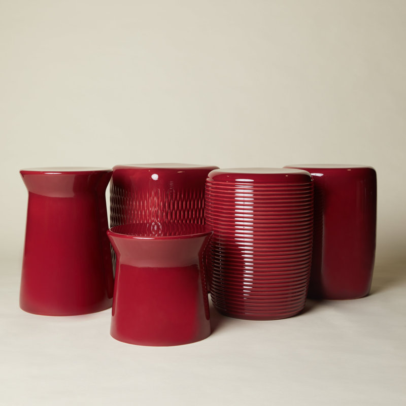 Ceramic Accent Stool, Burgundy