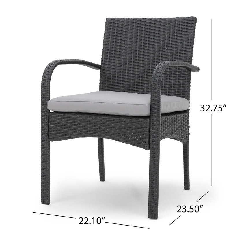 Aram 6 - Person Wicker Patio Dining Set with Rectangular Table, Gray