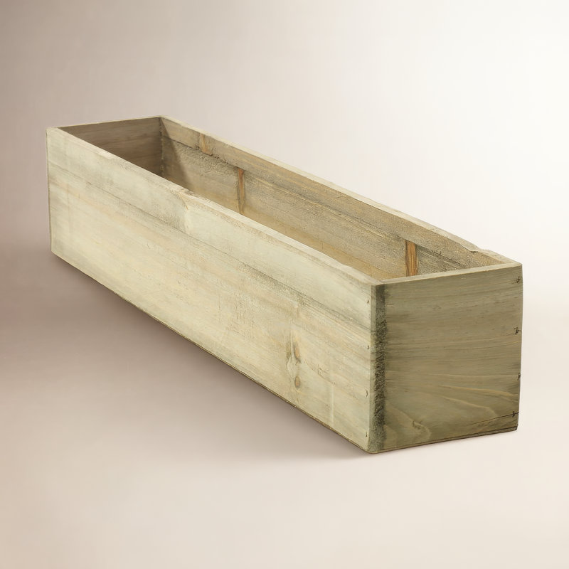 Tariah Handmade Wood Planter Box, Brown, 4" H x 20" W x 4" D
