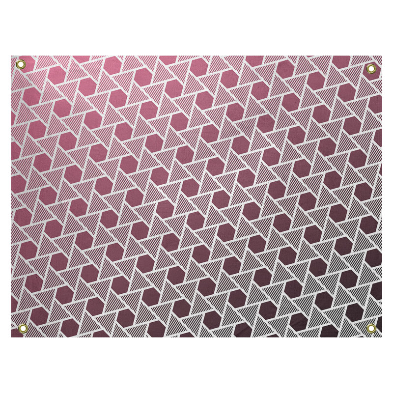 Tapisserie murale hexagonales et triangles, H 26 po x l 36 po, Noir / Rose