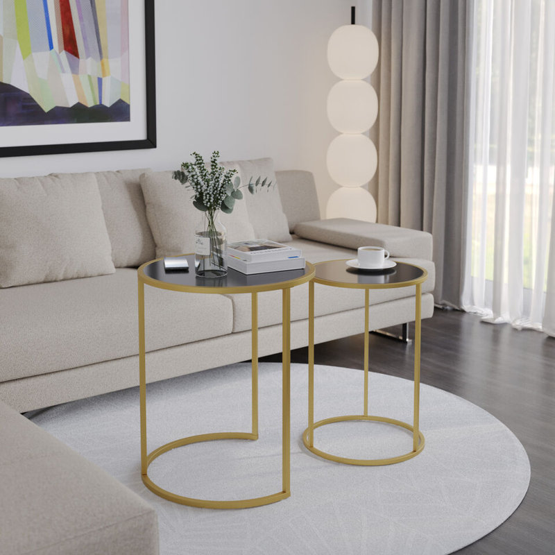 Shkar Three Leg Coffee Table, Transparent, Gold