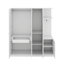 Armoire 4 portes avec tablettes, tiroirs et miroir pleine grandeur