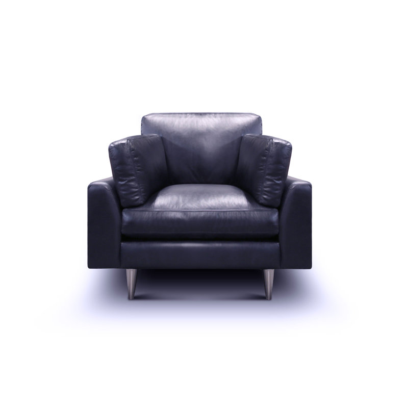 Chaise en cuir véritable Sienna, Cuir véritable bleu