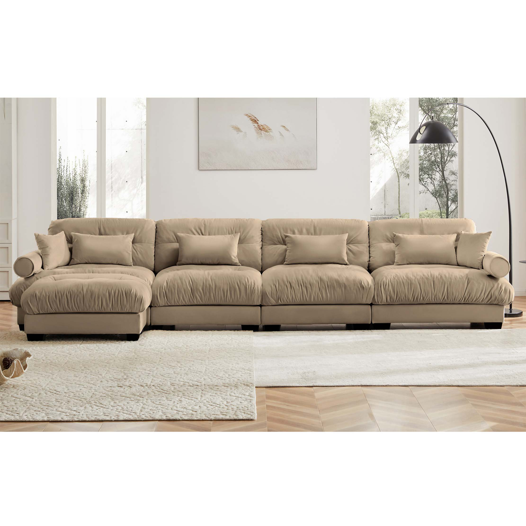 Latitude Run® L Shaped Sectional Cloud Sofa , Convertible Deep 4 Seater ...