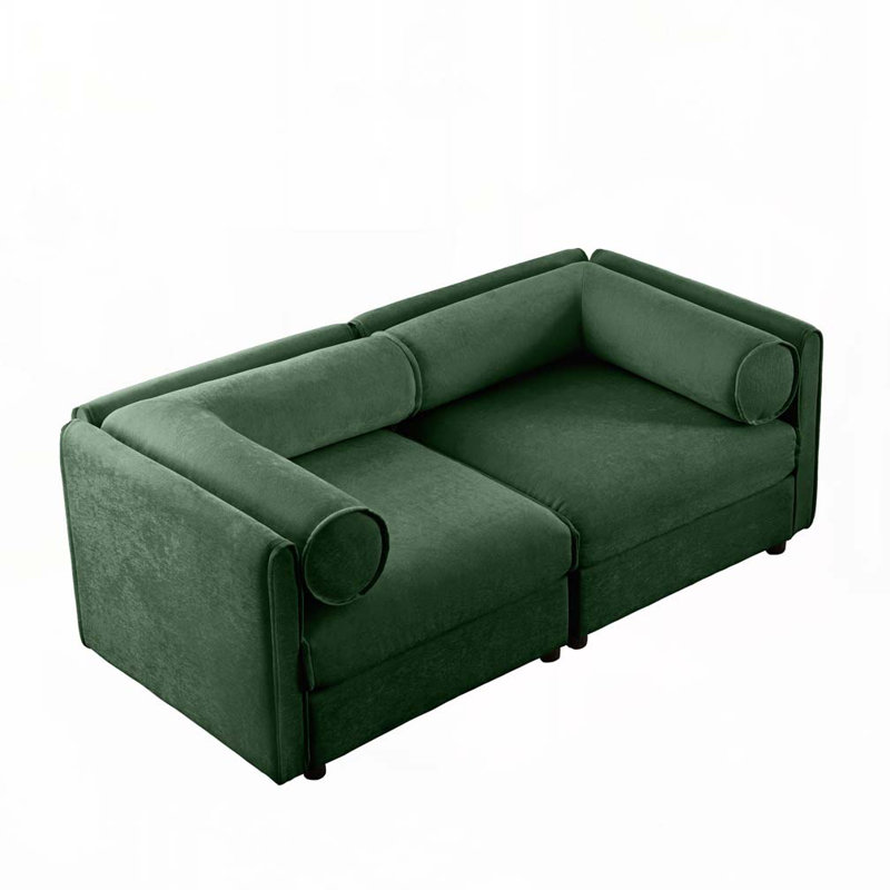 Canapé en chenille 4 places, H 27,9 po x l 75,5 po x P 37,4 po, 2, Vert