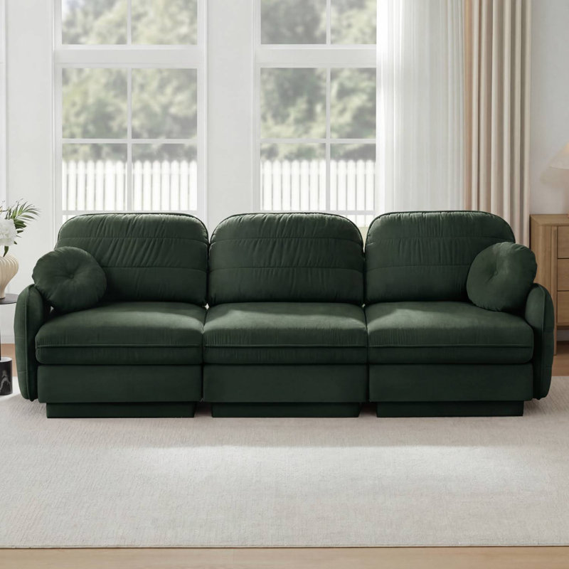 Canapé en chenille Cloud, H 37,4 po x l 105,1 po x P 33,4 po, Vert