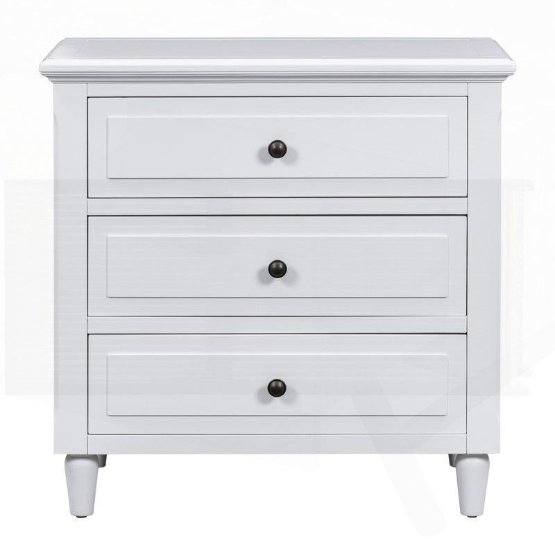 Table de chevet 3 tiroirs Albers, Blanc