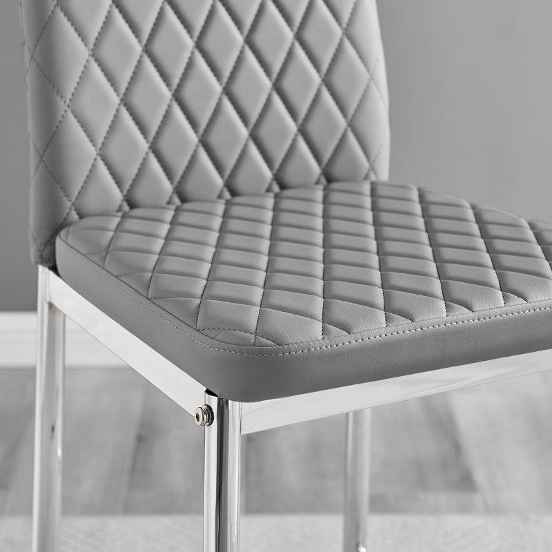 Tabouret de bar en similicuir, Argent argent, Gris