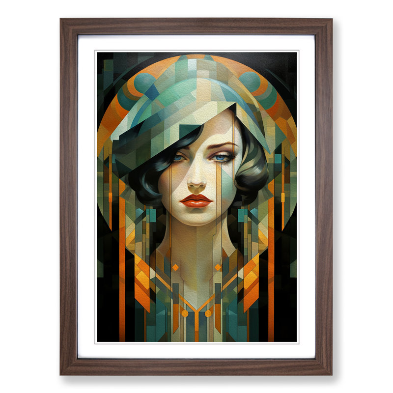 Single Picture Frame Print on Wood, 64cm H x 46cm W, Walnut Framed