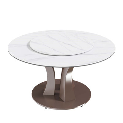 Round Dining Table With Sintered Stone Top For Elegant And Durable Dining Room And Kitchen Use