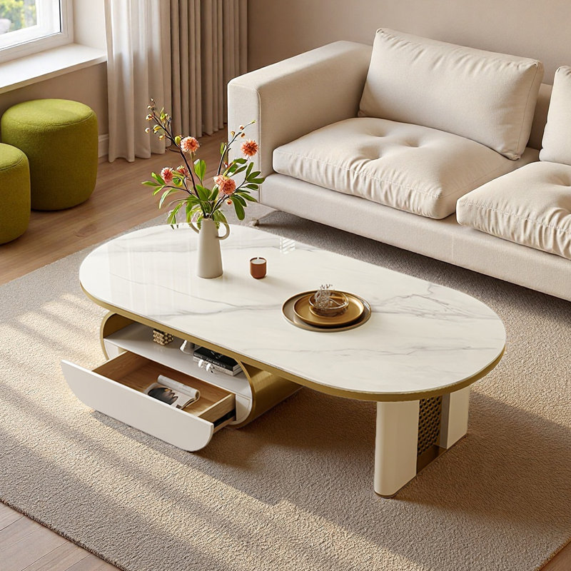 Table basse Modern, H 15,7 po x L 51,2 po x l 27,6 po, Doré