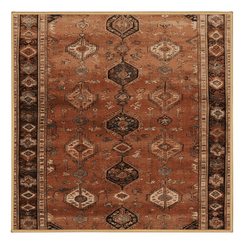 Tapis brun lavable à la machine, Carré 7 pi