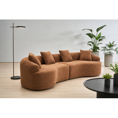 Canapé incurvé sans dossier, canapé modulaire de 110 po avec dossier incurvé, aucun assemblage requis