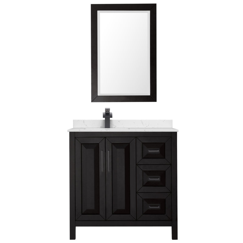 Daria 36'' W Single Vanity, Carrara Cultured Marble, Dark Espresso, Matte Black
