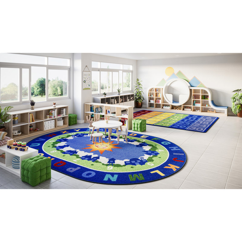 Belle journée pour apprendre tapis multicolore, Ovale 5 pi 4 po x 7 pi 8 po