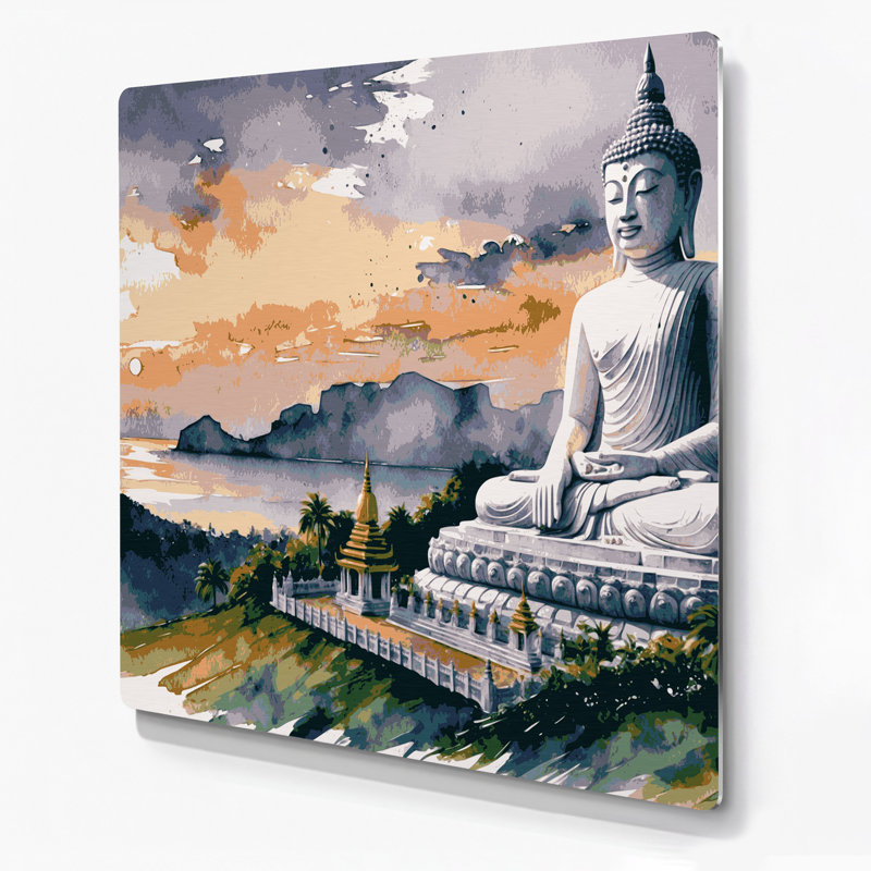 Art mural en métal Beige, cités, villes, Thaïlande, H 12 po x l 12 po