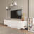 Modern White TV Unit with Wall Shelves (2 Pieces), 59.1 x 15.7 x 12.4 inches | 100% Melamine Coated Particle Board, Thickness: 0.7 inches | Features Numerous Shelves, Wall-Mountable Design, Elegant & Functional Storage Solution