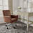 Martha Stewart Zaya Upholstered Swivel Home Office Chair With Padded Arms