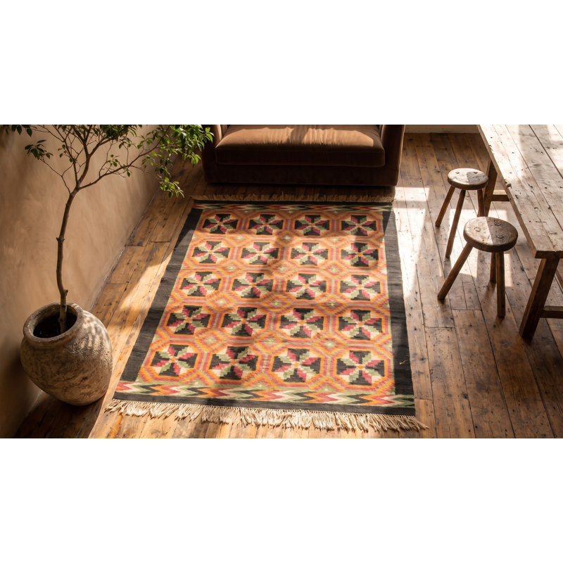 Antique Navajo Mexico Flat Weave Rug