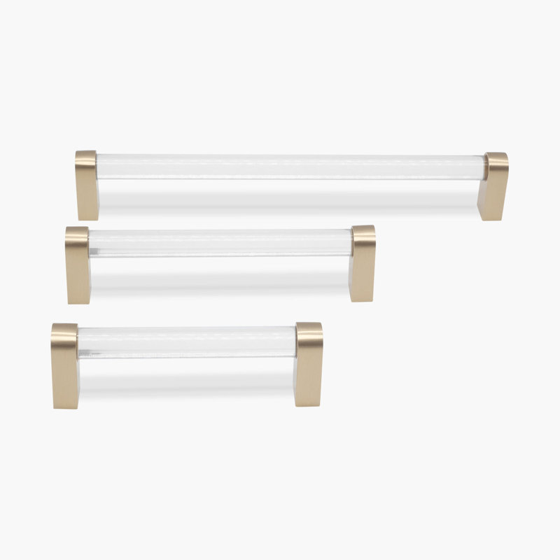 Clarity Acrylic Center to Center Bar / Handle Pull, Satin Brass/Clear, 5" Center to Center