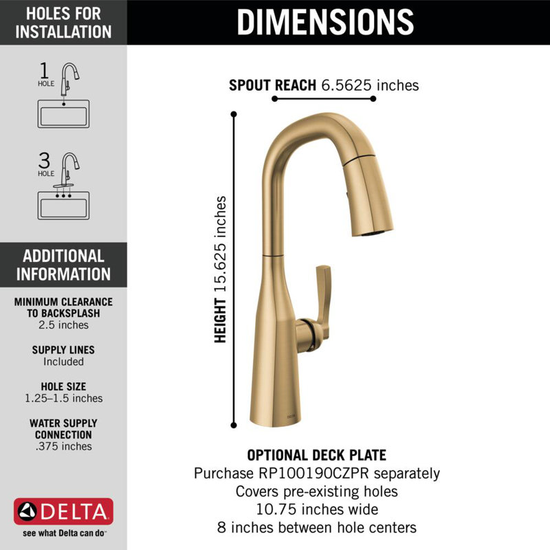 Stryke Pull Down Bar Faucet with Diamond Seal Technology and With Accessories, Champagne Bronze