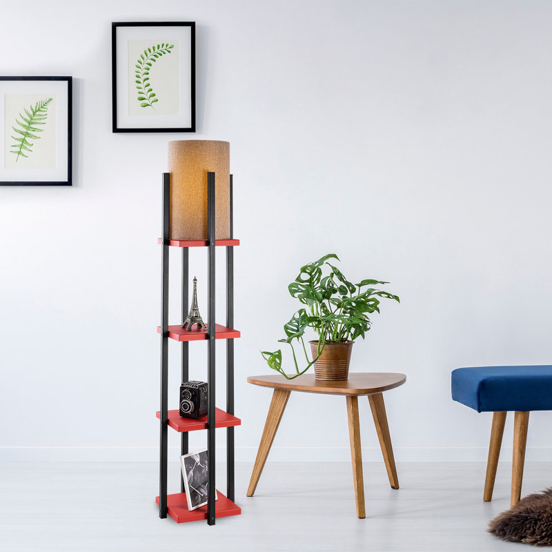 9.83'' Column Floor Lamp, Brown, Red