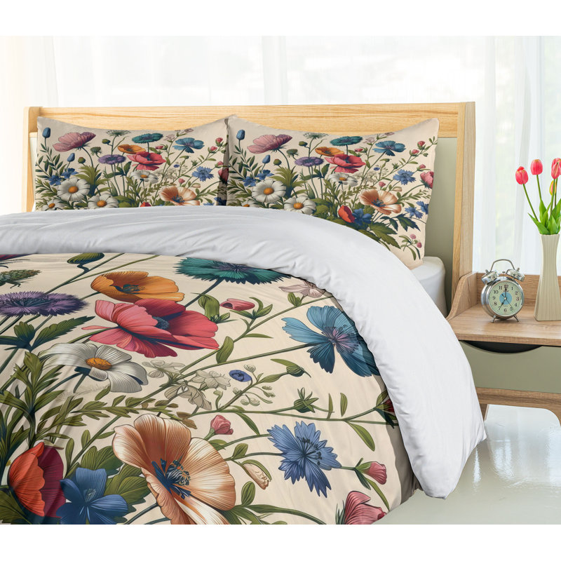 Floral Eucalyptus Duvet Cover, King Duvet Cover + 2 Standard Shams
