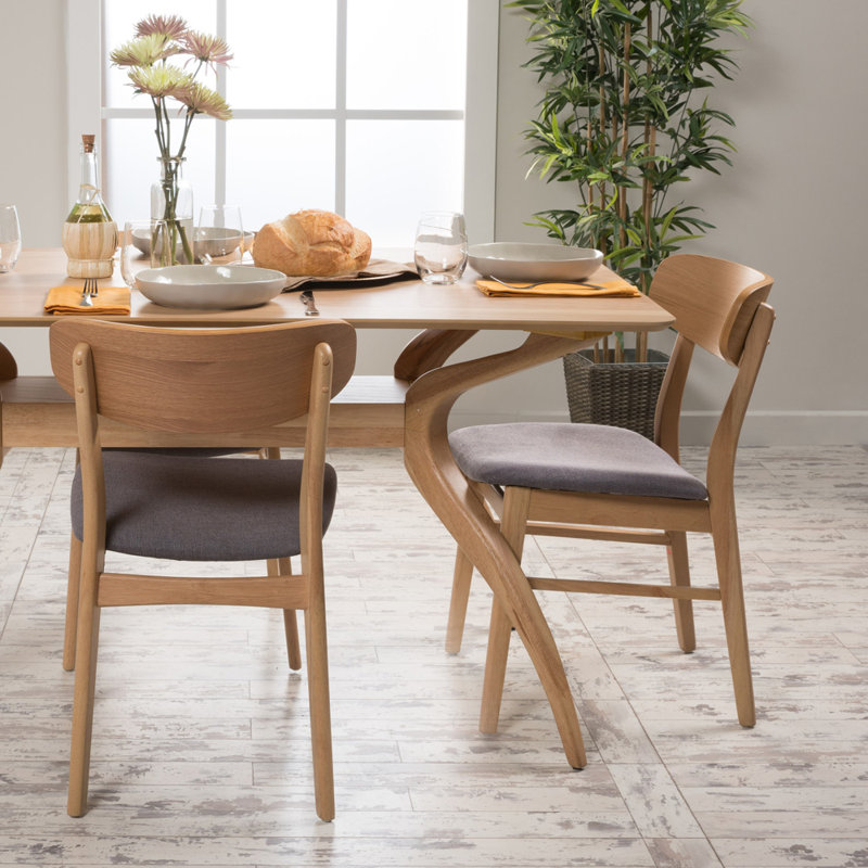 Chaise d'appoint en bois massif Barros, Gris foncé, Chêne naturel