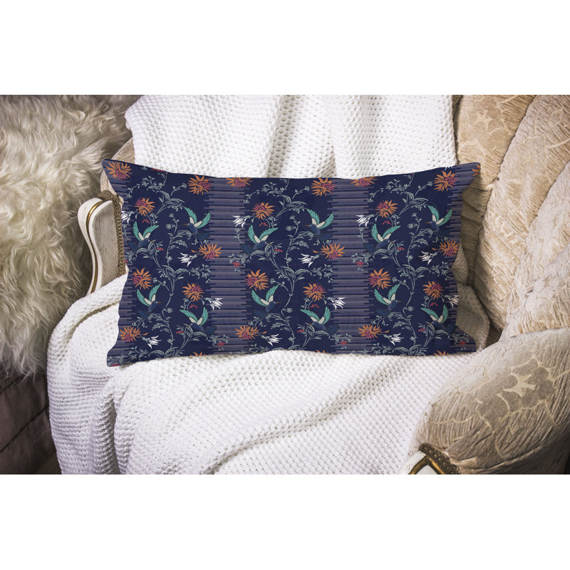 Coussin décoratif Songbird Flora Parade, Bleu / Orange