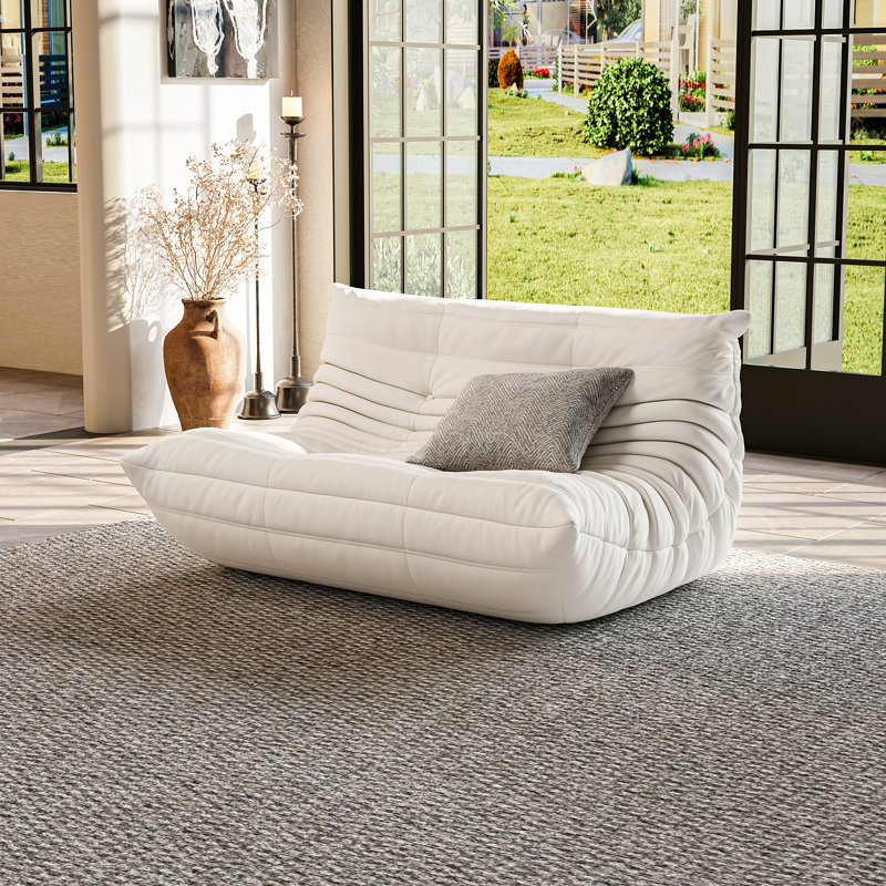 Elridge 56.69'' Microfiber/Microsuede Armless Two-Seat Bean Bag Sofa