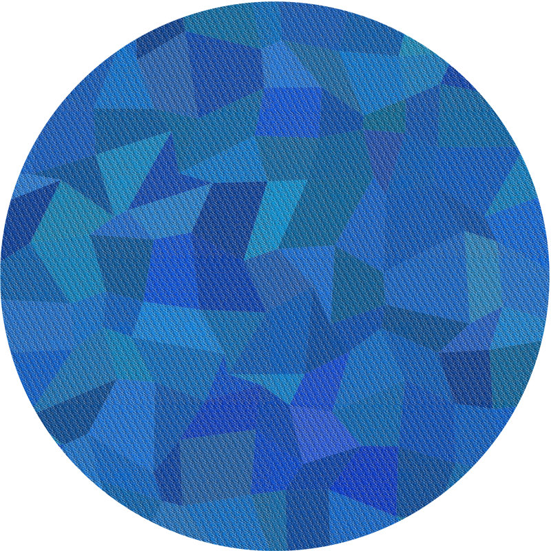 Tapis bleu/turquoise à motifs, Rond 3 pi