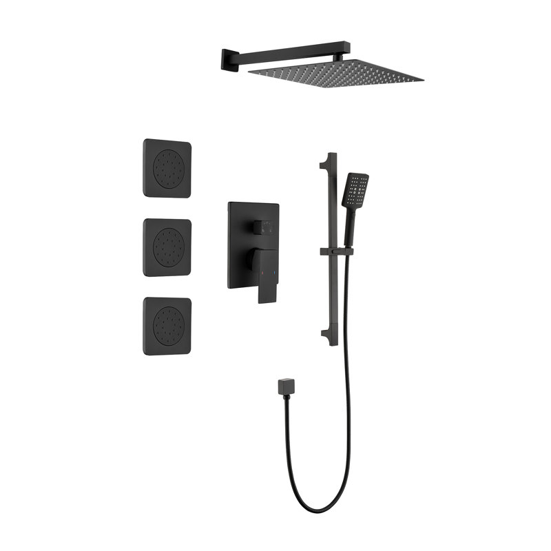 Complete Shower System With Rough In-valve, Matte Black