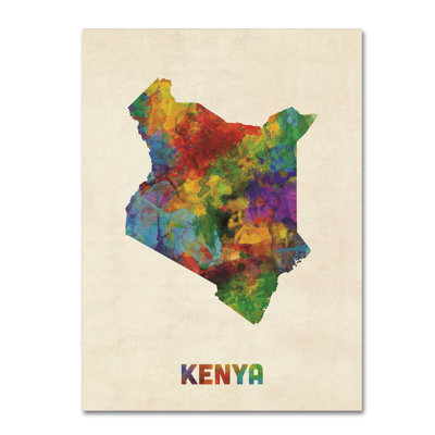 « kenya aquarelle map », reproduction d’impression sur toile