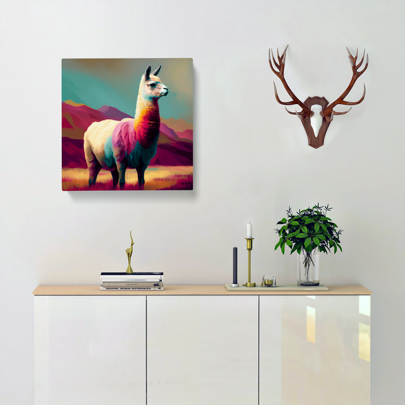 Llama Colour Field - Wrapped Canvas, 35cm H x 35cm W x 3cm D