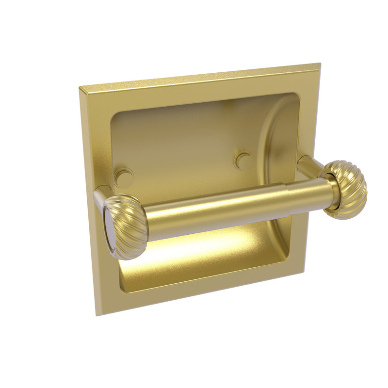Porte-papier hygiénique encastré avec accents torsadés Continental, Laiton satiné