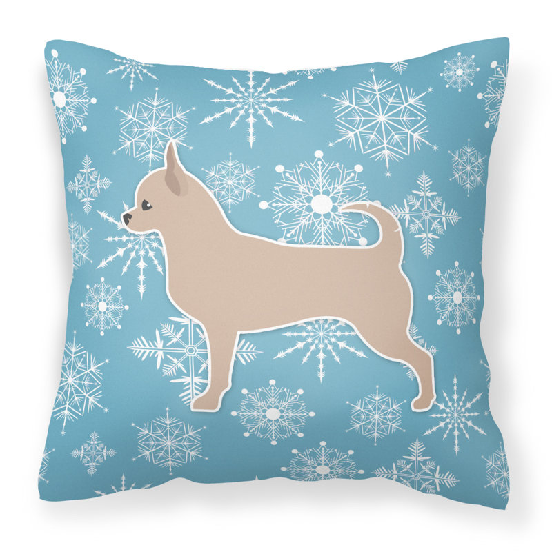 Coussin intérieur/extérieur en flocons d’hiver, H 14 po x l 14 po x P 3 po