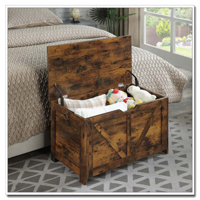 Banc de rangement rétro avec finition brun rustique