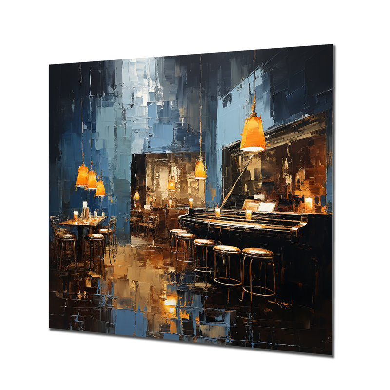 Night Jazz Serenade 1 - Jukeboxes, art mural en métal, H 16 po x l 16 po