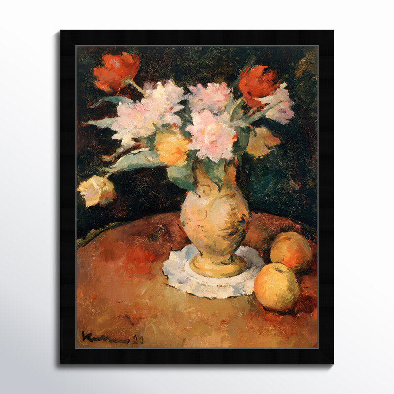 Joseph Kutter - Pivoines - impression encadrée, H 45 po x l 36 po x P 0,5 po, Noir