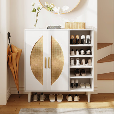 Armoire de rangement pour 20 paires de chaussures avec 2 portes et 8 tablettes réglables pour le vestibule