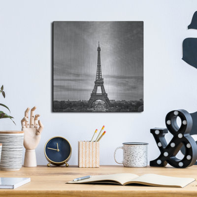 Ophelia & Co. 'Paris - Eiffel Tower - Black & White' by Epic Portfolio Metal Wall Art -  5459284ED6CE4F88AC5B5C60C99E78A2