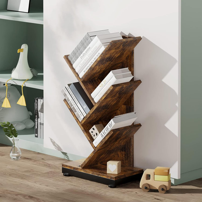 Dornfelder Geometric Bookcase, Brown
